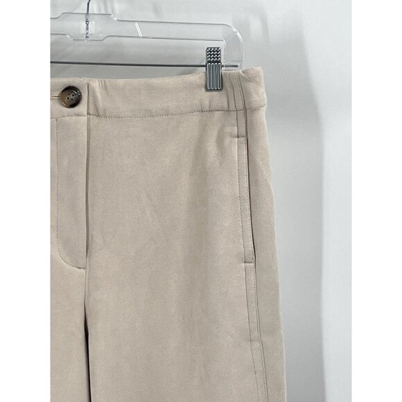 Ann Taylor Kate Ankle Trousers Pants Faux Suede Wide Leg Sz 12 NWT Cream - Picture 2 of 6